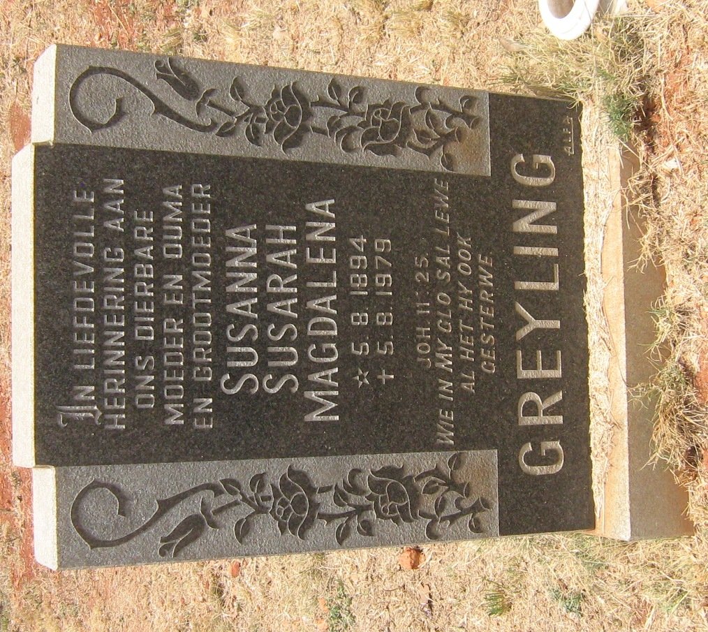 GREYLING Susanna Susarah Magdalena 1894-1979