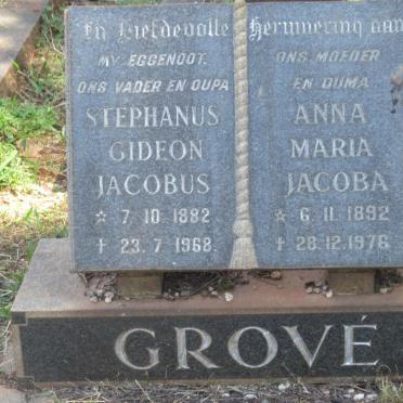 GROVÉ Stephanus Gideon Jacobus 1882-1968 &amp; Anna Maria Jacoba 1892-1976