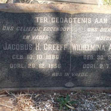GREEFF Jacobus H. 1886-1956 &amp; Wilhelmina A. 1893-1964