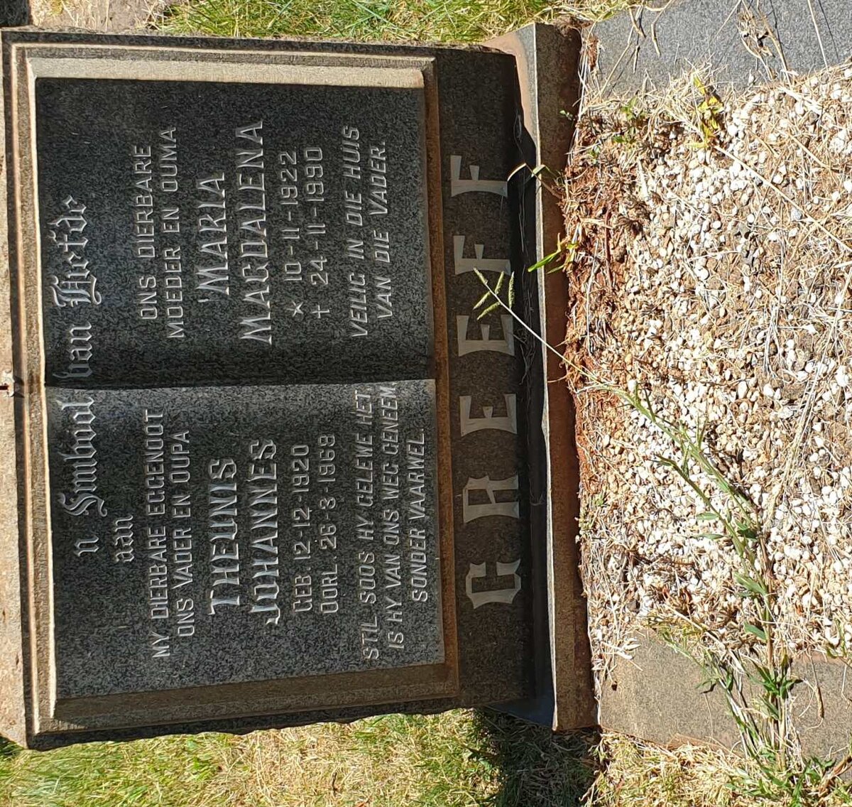 GREEFF Theunis Johannes 1920-1969 &amp; Maria Magdalena 1922-1990