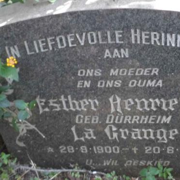 GRANGE Esther Henrietta, la nee DURRHEIM 1900-1969