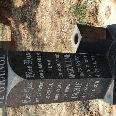 GRANGE Fanie, le 1901-1970 &amp; Magdalene FRITZ 1900-1987