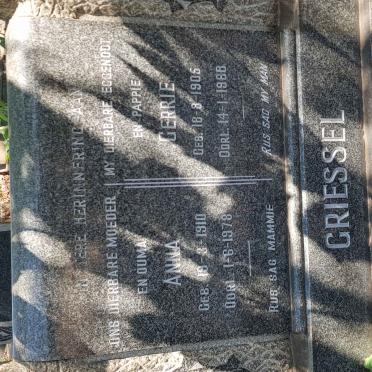 GRIESSEL Gerrie 1905-1988 &amp; Anna 1910-1978
