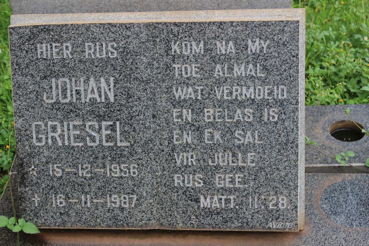 GRIESEL Johan 1956-1987