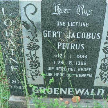 GROENEWALD Gert Jacobus Petrus 1934-1982 &amp; Loraine 1944-199?
