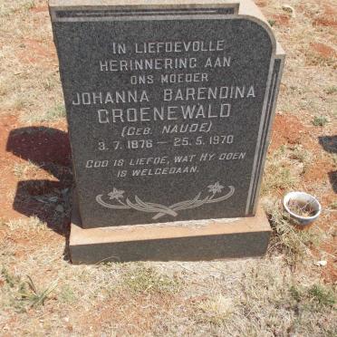 GROENEWALD Johanna Barendina nee NAUDE 1876-1970