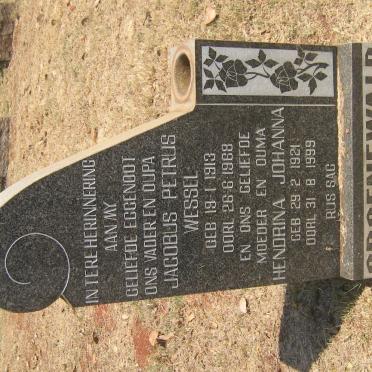 GROENEWALD Jacobus Petrus Wessel 1913-1968 &amp; Hendrina Johanna 1921-1999