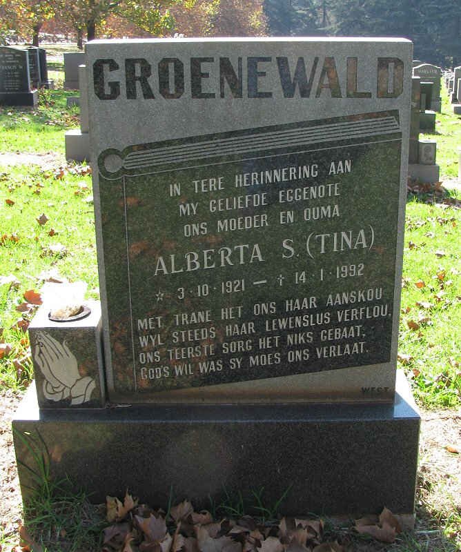 GROENEWALD Alberta S. 1921-1992