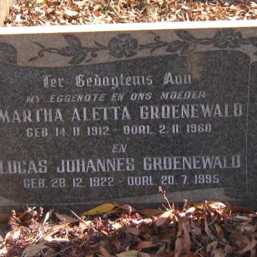 GROENEWALD Lucas Johannes 1922-1995 &amp; Martha Aletta 1912-1960