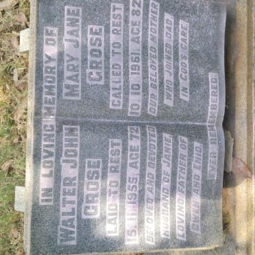 GROSE Walter John -1955 &amp; Mary Jane -1961