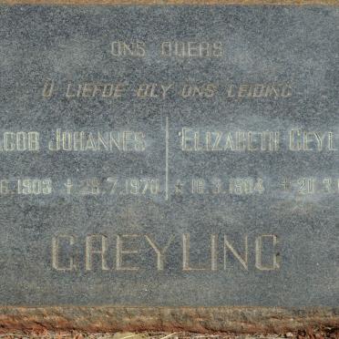 GREYLING Jacob Johannes 1903-1970 &amp; Elizabeth Ceylon 1904-1955
