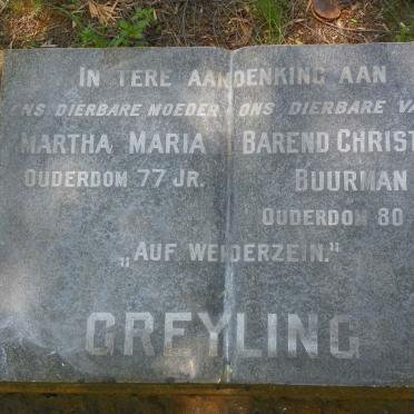GREYLING Barend Christian Buurman &amp; Martha Maria