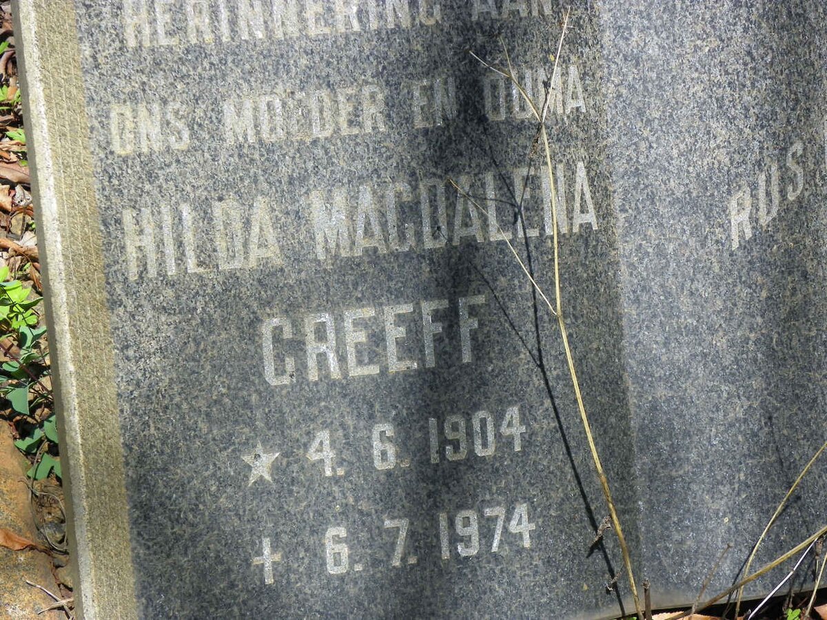 GREEFF Pieter Adriaan 1900-1948 &amp; Hilda Magdalena 1904-1974