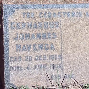 HAVENGA Gerhardus Johannes 1889-1956