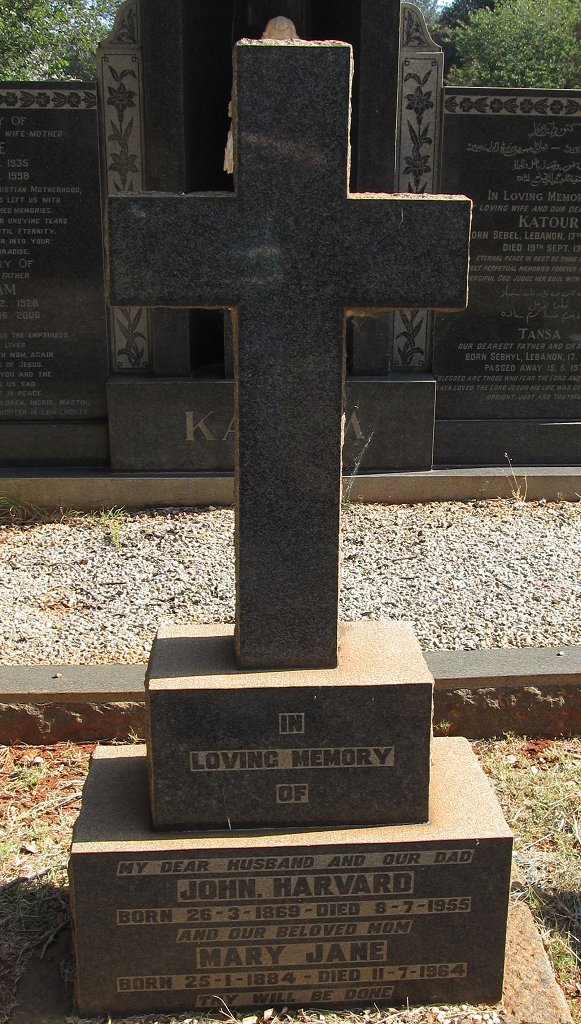 HARVARD John 1869-1955 &amp; Mary Jane 1884-1964