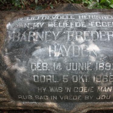 HAYDEN Barney Frederick 1892-1966