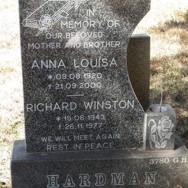 HARDMAN Anna Louisa 1920-2000 :: HARDMAN Richard Winston 1943-1977