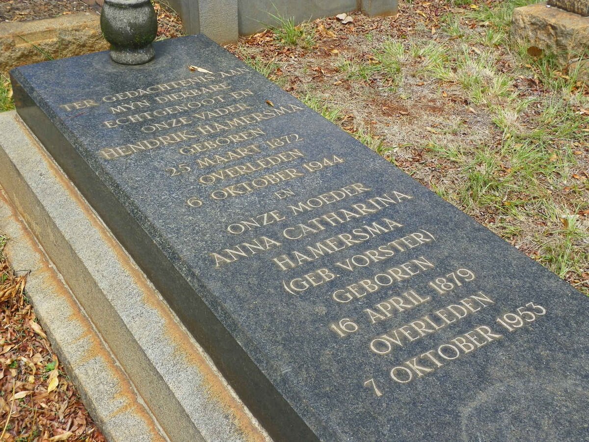 HAMERSMA Hendrik 1872-1944 &amp; Anna Catharina VORSTER 1879-1953