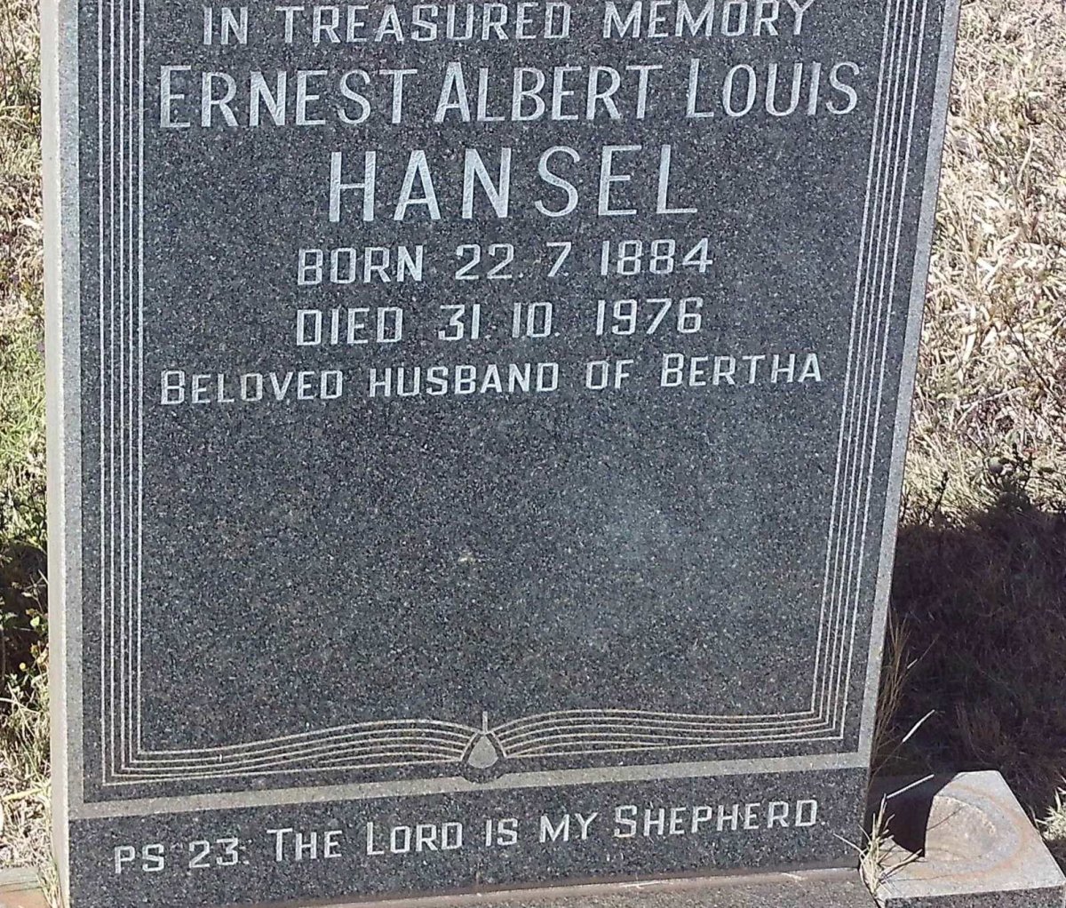 HANSEL Ernest Albert Louis 1884-1976