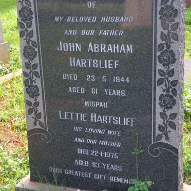 HARTSLIEF John Abraham -1944 &amp; Lettie -1975