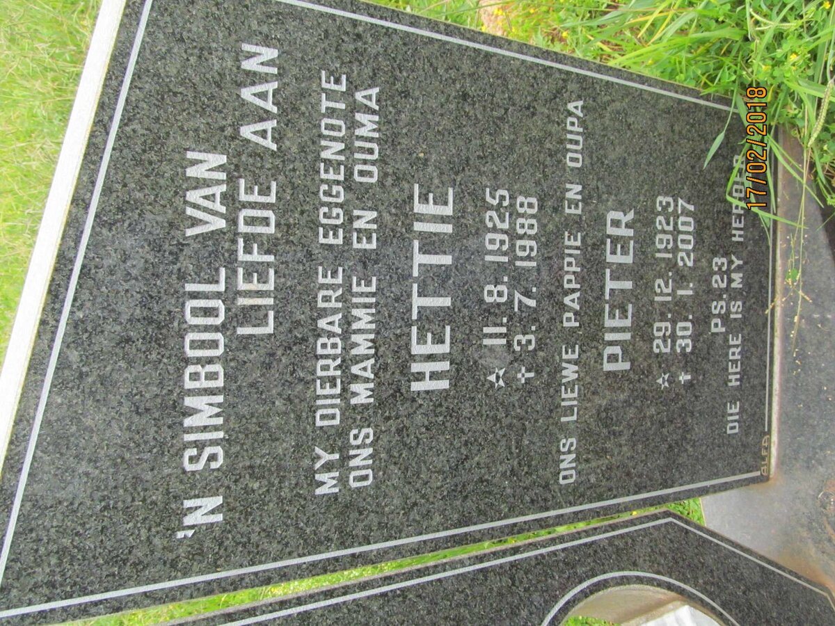 HARMSE Pieter 1923-2007 &amp; Hettie 1925-1988