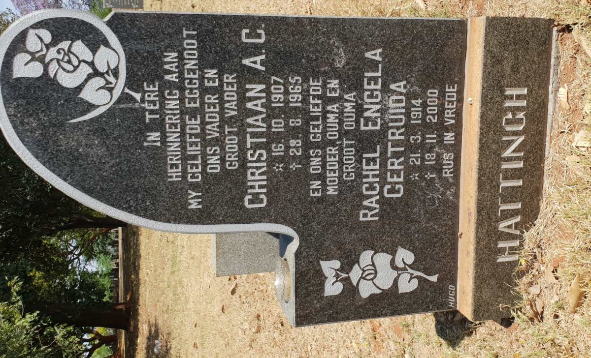 HATTINGH Christiaan A.C. 1907-1965 &amp; Rachel Engela Gertruida 1914-2000