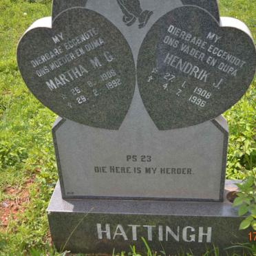 HATTINGH Hendrik J. 1908-1996 &amp; Martha M.G. 1908-1992