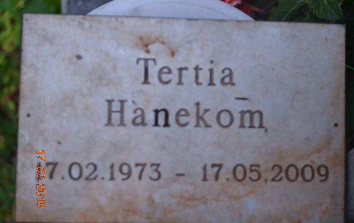 HANEKOM Frederik Johannes 1918-1983 &amp; Johanna Aletta ROSSOUW 1926-1993 :: HANEKOM Tertia 1973-2009