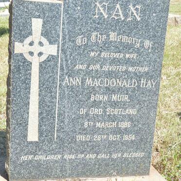 HAY Ann Macdonald nee MUIR 1896-1954