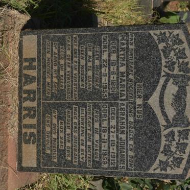HARRIS Abraham Johannes 1912-1959 :: HARRIS Martha Maria 1881-1955