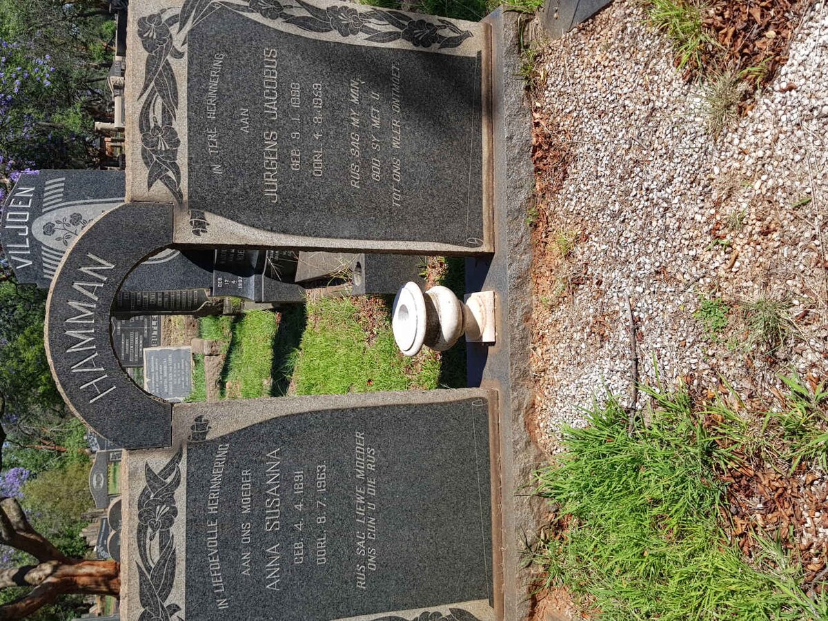 HAMMAN Jurgens Jacobus 1898-1959 &amp; Anna Susanna 1891-1963