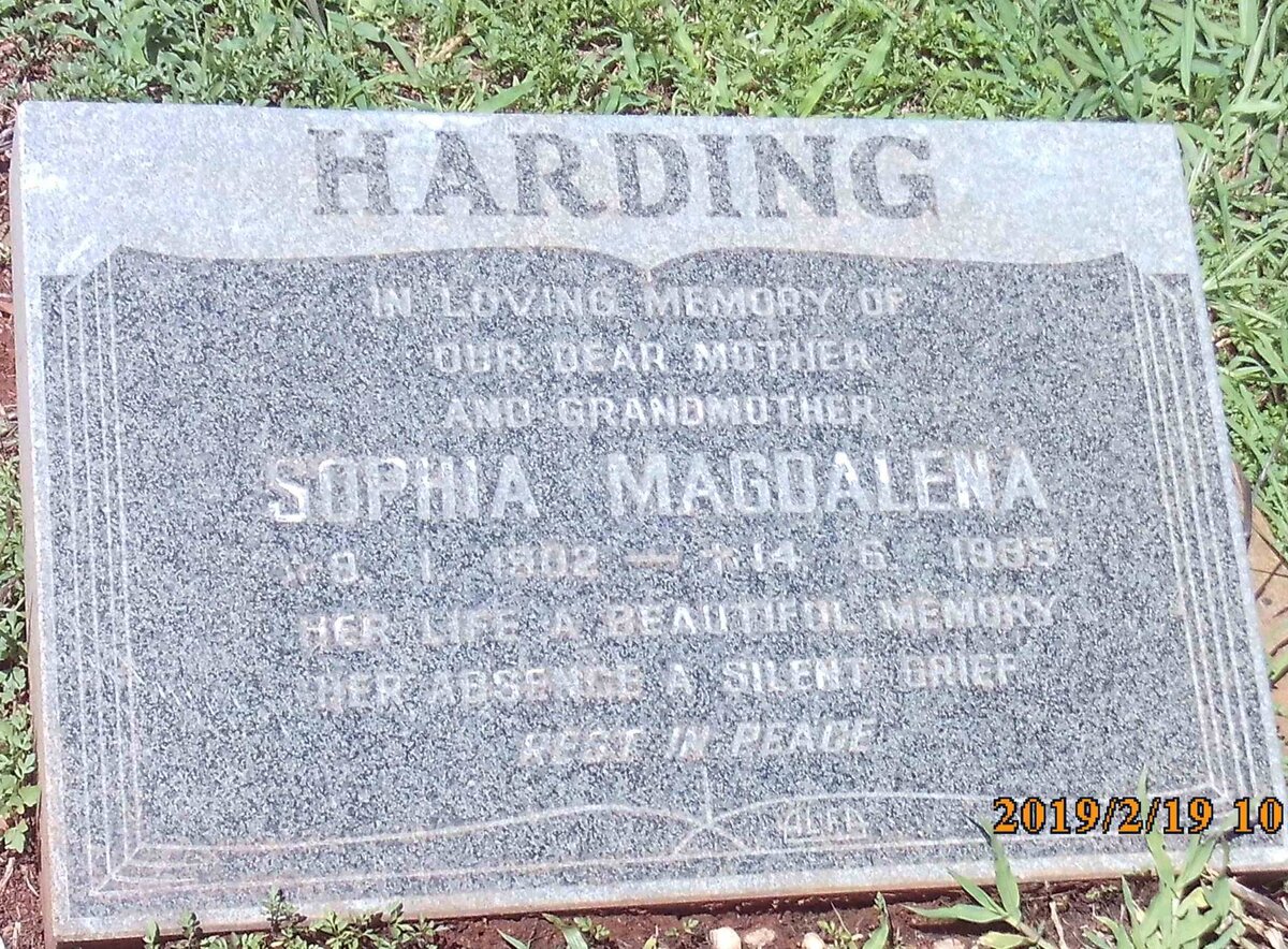 HARDING Sophia Magdalena 1902-1985