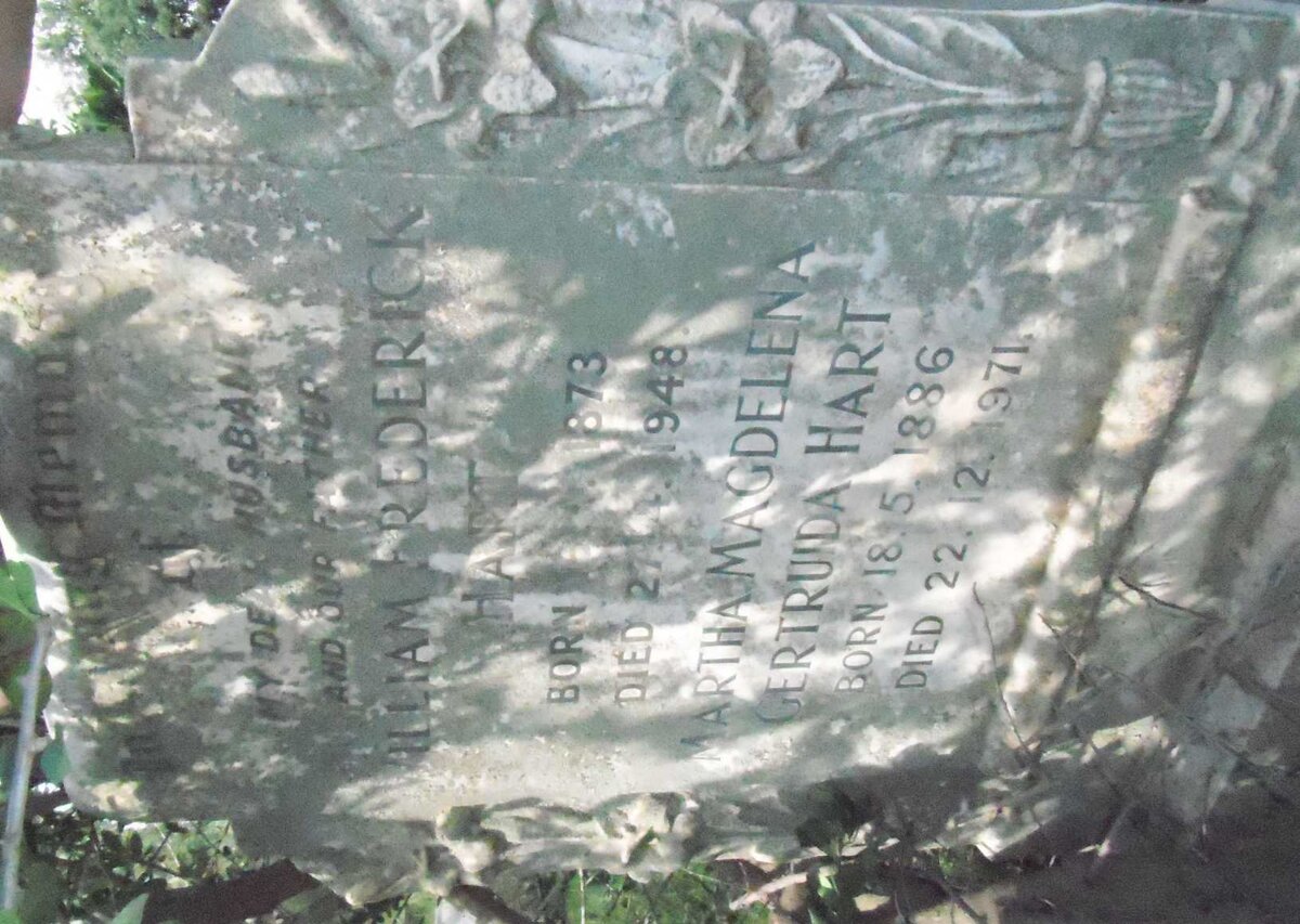 HART William Frederick 1873-1948 &amp; Martha Magdalena Gertruida 1886-1971