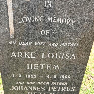 HETEM Johannes Petrus 1889-1977 &amp; Arke Louisa 1893-1966