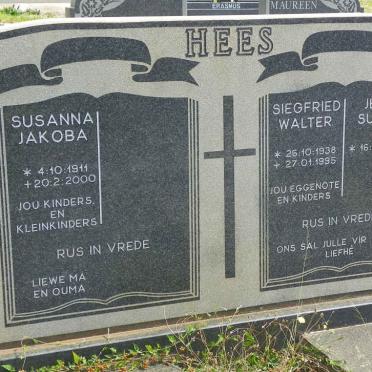 HEES Susanna Jakoba 1911-2000 :: HEES Siegfried Walter 1938-1995 &amp; Jean Susan 1944-