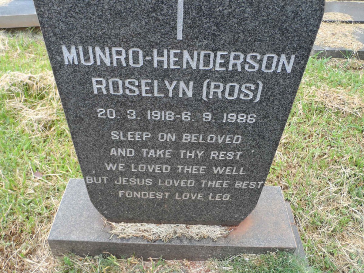HENDERSON Roselyn, MUNRO 1918-1986