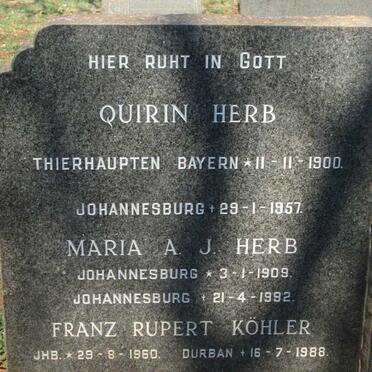 HERB Quirin 1900-1957 :: HERB Maria A.J. 1909-1992