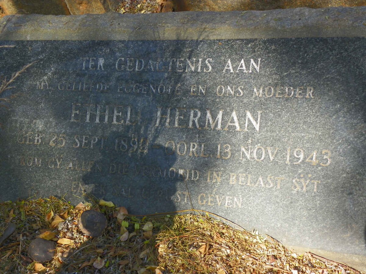 HERMAN Ethel 1892-1943 :: JOUBERT Jane Elizabeth 1920-1998