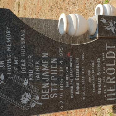HEROLDT Benjamen Stephen 1905-1975 &amp; Anna Elizabeth 1908-2002 :: HEROLDT Ronald Stephen 1928-1988