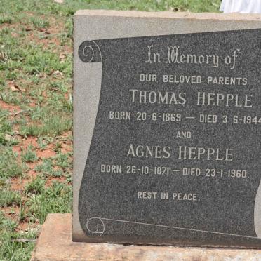 HEPPLE Thomas 1869-1944 &amp; Agnes 1871-1960
