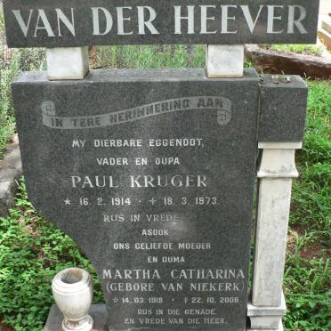 HEEVER Paul Kruger, van der 1914-1973 &amp; Martha Catharina VAN NIEKERK 1918-2006