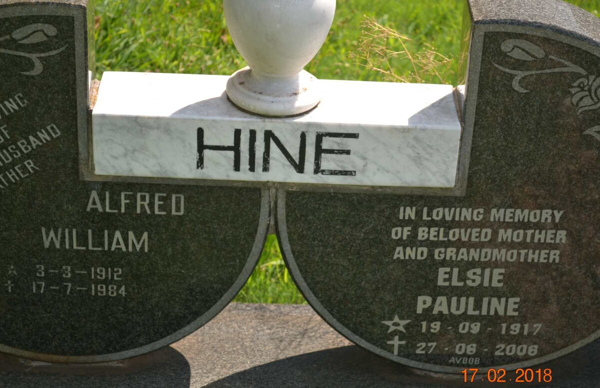 HINE Alfred William 1912-1984 &amp; Elsie Pauline 1917-2008