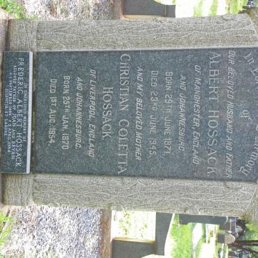 HOSSACK Albert 1871-1945 &amp; Christian Coletta 1870-1954 :: HOSSACK Frederic Albert 1898-1984