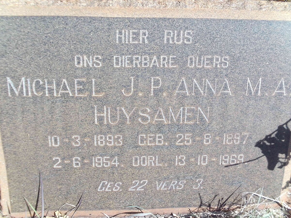 HUYSAMEN Michael J.P. 1893-1954 &amp; Anna M.A. 1897-1969