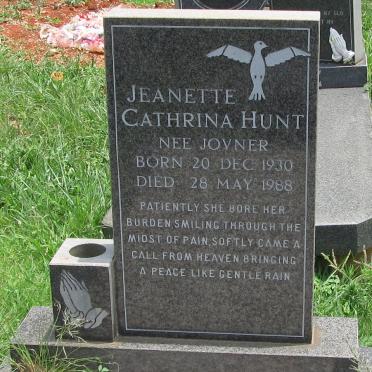 HUNT Jeanette Cathrine nee JOYNER 1930-1988
