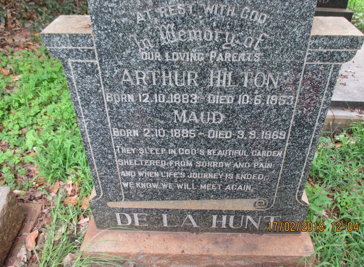 HUNT Arthur Hilton, de la 1883-1953 &amp; Maud 1885-1969