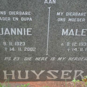 HUYSER Jannie 1923-2002 &amp; Malene 1931-1988