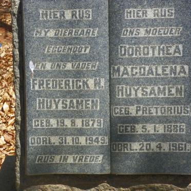 HUYSAMEN Frederick N. 1879-1949 &amp; Dorothea Magdalena PRETORIUS 1886-1961