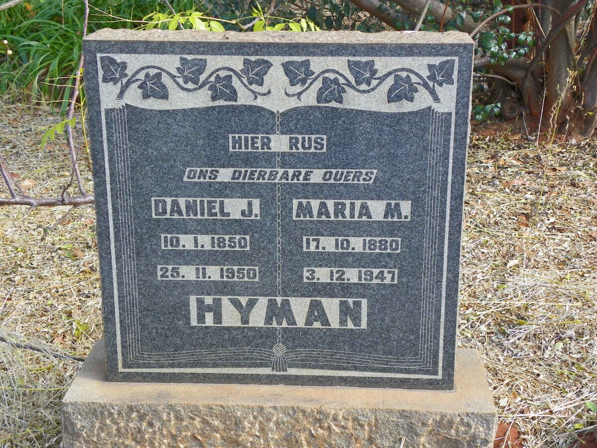 HYMAN Daniel J. 1850-1950 &amp; Maria M. 1880-1947