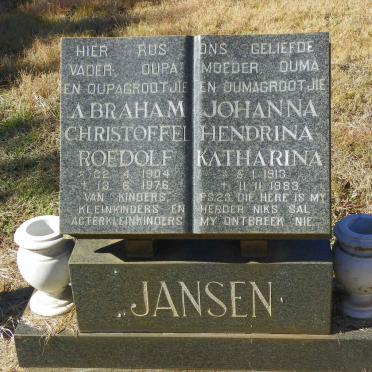 JANSEN Abraham Christoffel Roedolf 1904-1976 &amp; Johanna Hendrina Katharina 1913-1983
